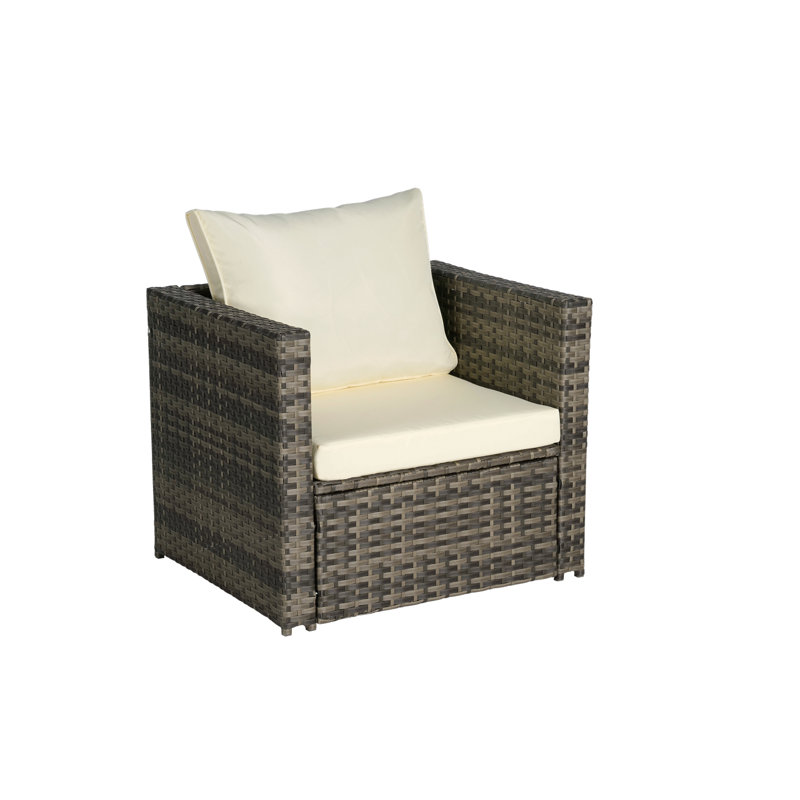 Ensemble de conversation d'extérieur en rotin pour jardin avec canapé pour 2 personnes, Beige