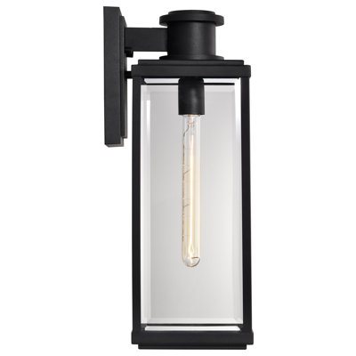 Luca - Lanterne d'extérieur moyenne - Finition noir sable - Verre biseauté transparent