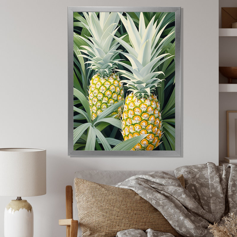 Doux ananas juteux délice IV sur toile, Cadre photo argenté, H 20 po x l 12 po x P 1 po