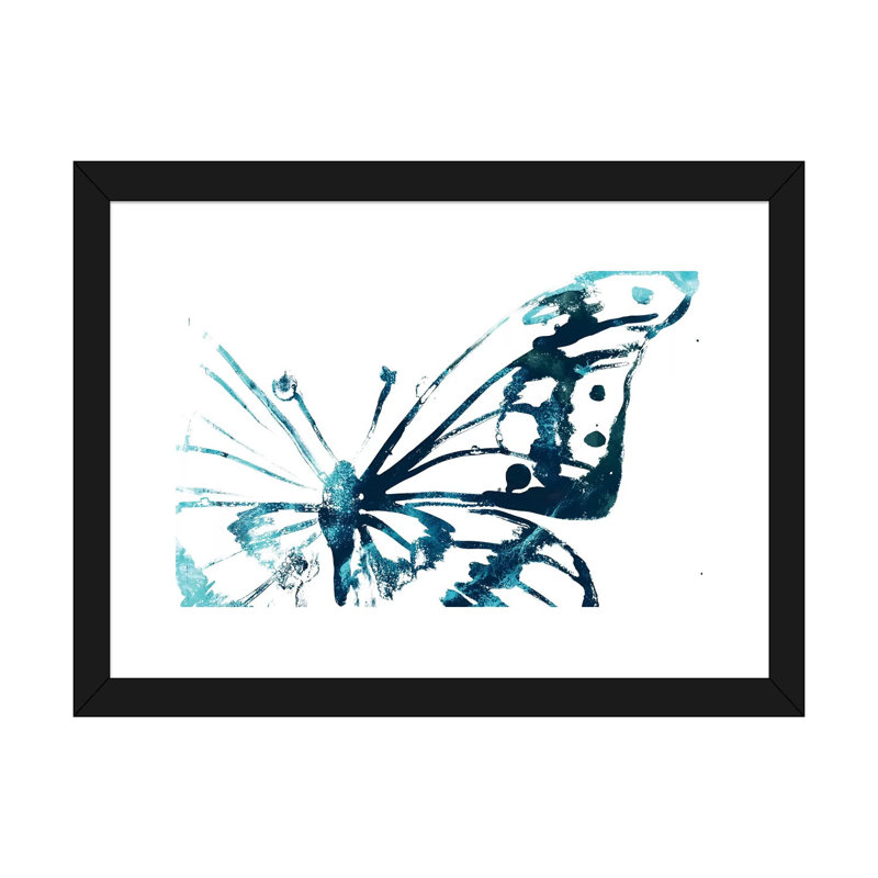 Impression papillon V - imprimé, Papier encadré noir, Blanc, H 16 po x l 24 po x P 1 po