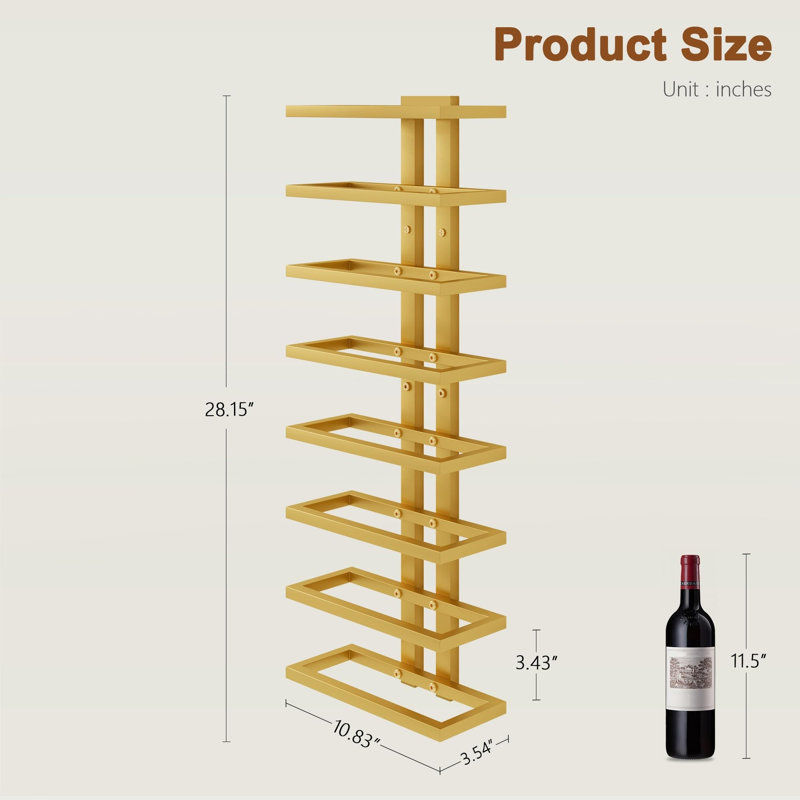 8 Tier Wall Mount Wine Rack, Yellow