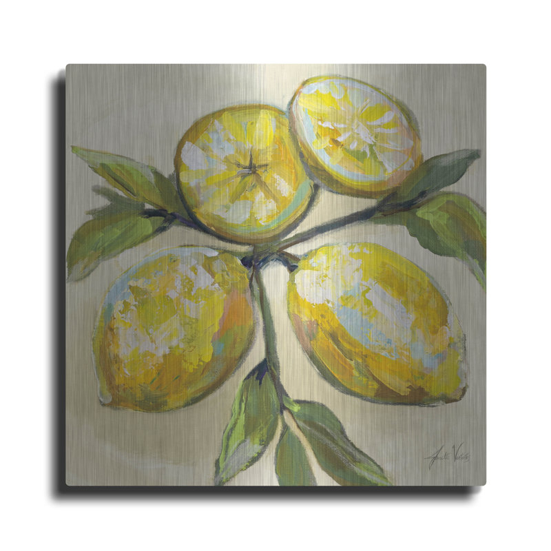Red Barrel Studio® «Lemons On Cream» par Jeanette Vertentes, art mural en métal