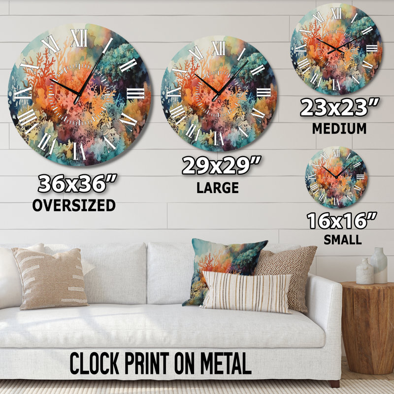 Horloge murale Vibrant Coral Reef I - Beach, Grand