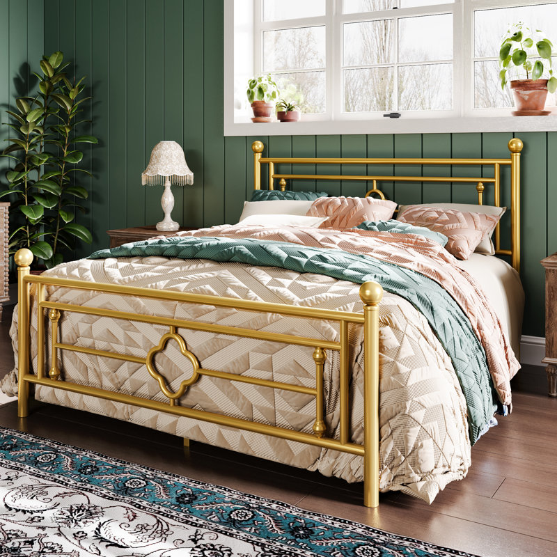 Erberto Platform Bed, Gold, Full / Double