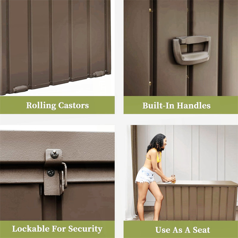 Outdoor Storage Deck Box Waterproof, Large Patio Storage Bin For Outside Cushions, Throw Pillows, Garden Tools, Lockable