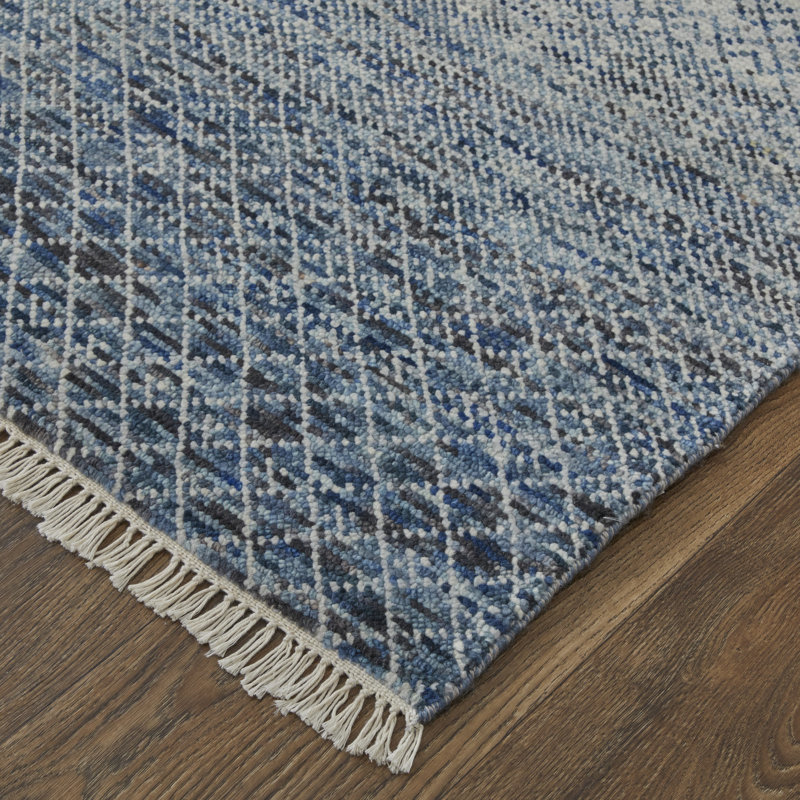 Branson Wool Area Rug in Blue, Rectangle 7'9" x 9'9"