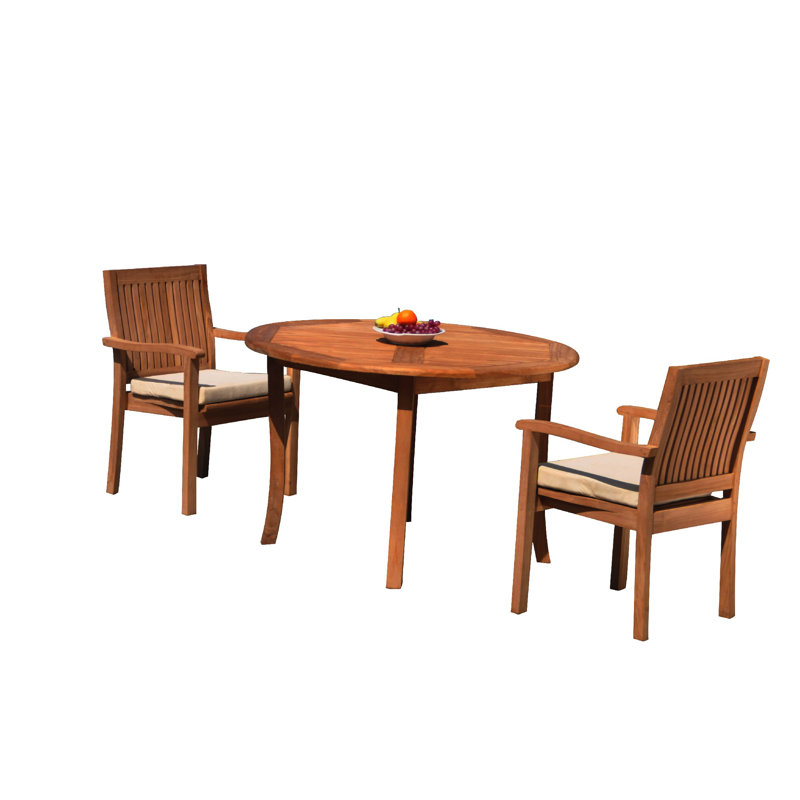 Leveb Outdoor 7 - Piece Teak Dining Set, 4, 48" L x 48" W x 30.5" H
