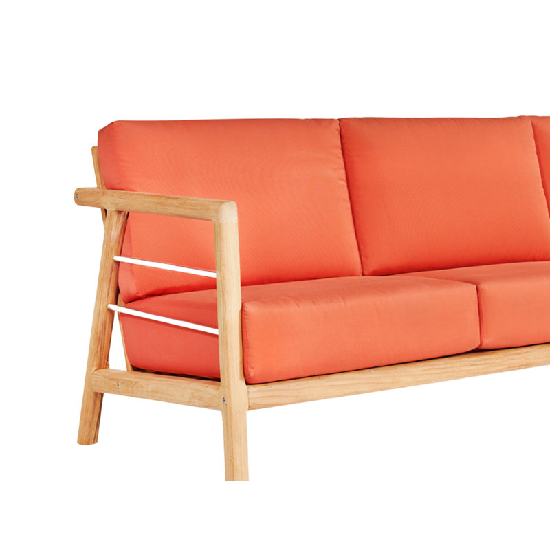 Goronwy Aalto 3-Person Teak Outdoor Sofa, Orange