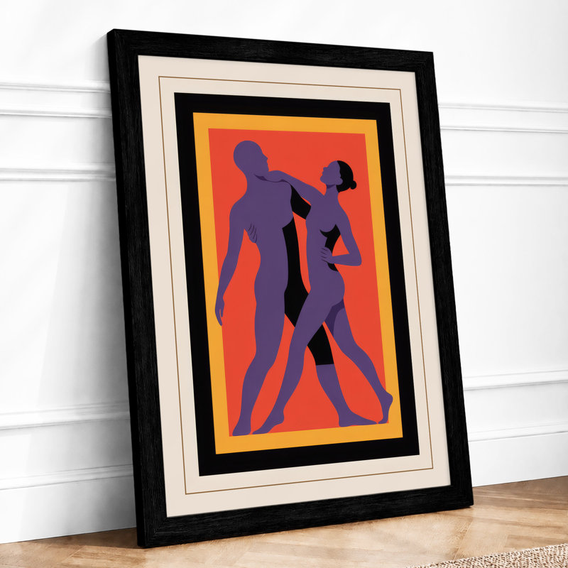 Dancefloor Embrace Modern - Framed Print, A3 - 42.0 x 29.7 cm, Black