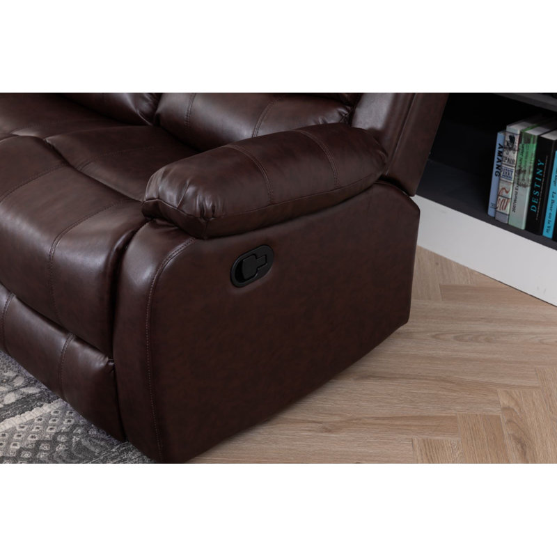 Adele 56.3'' Faux Leather Reclining Loveseat, Brown