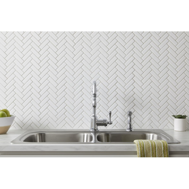 Robinet de cuisine standard à poignée simple avec douchette latérale Opulence, Chrome