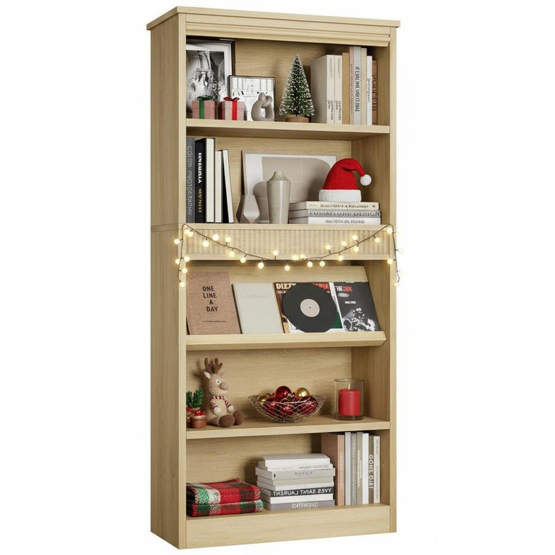 180.1cm H x 30.2cm W Standard Bookcase, Tan