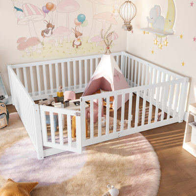 Floor Bed With Removable Door And Solid Pine Wood