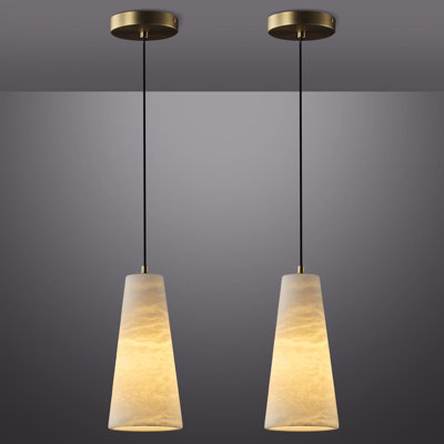 Juritza 2 - Light Cone Pendant Alabaster Kitchen Island Gold Pendant(Bulbs Included)