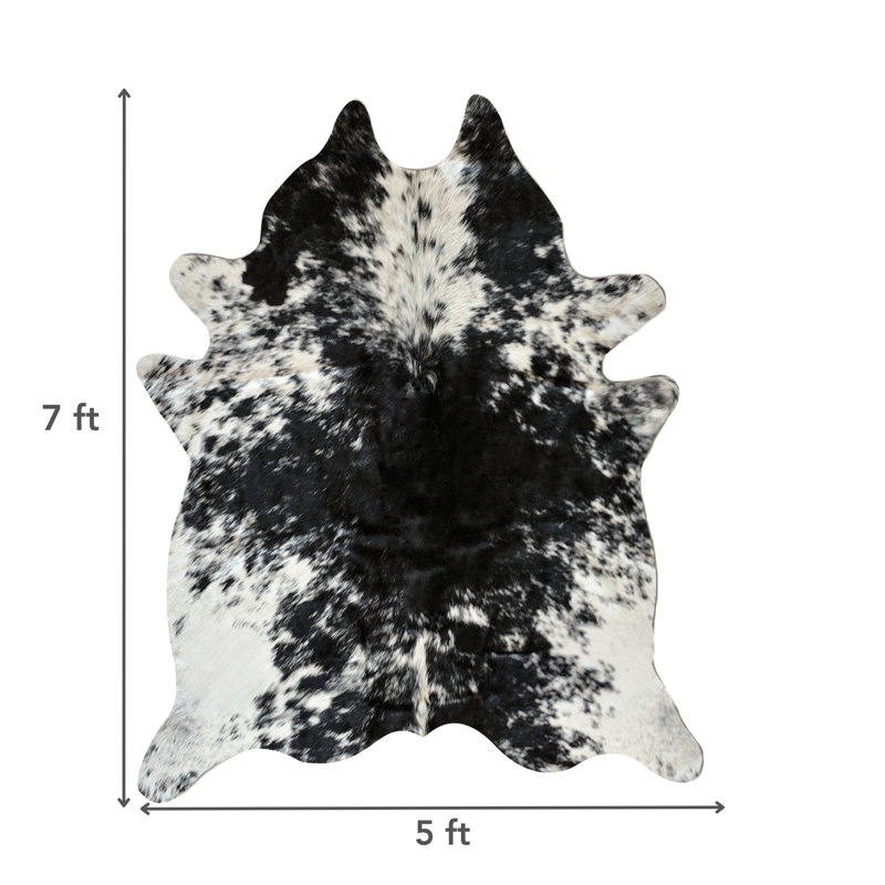 Tapis noir en cuir de vache Charline