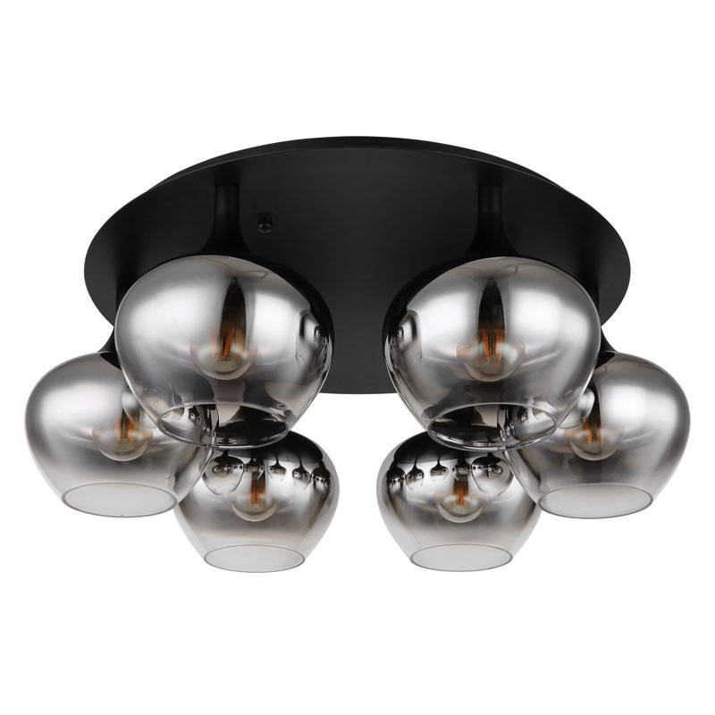 Nettey Glass Flush Mount, Matte Black, Clear