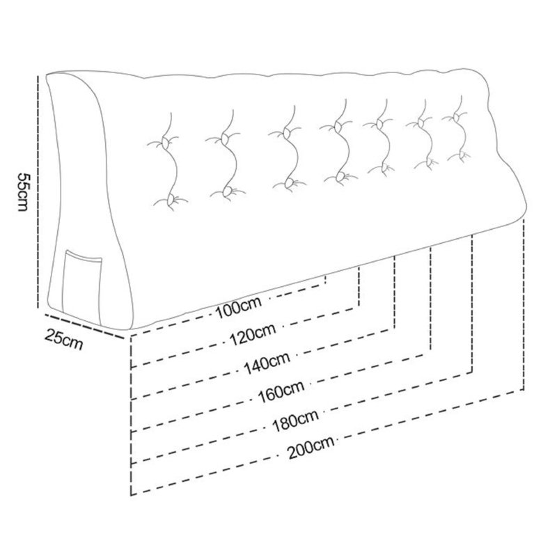 Ivory Triangular Backrest Cushion, 50cm x 140cm