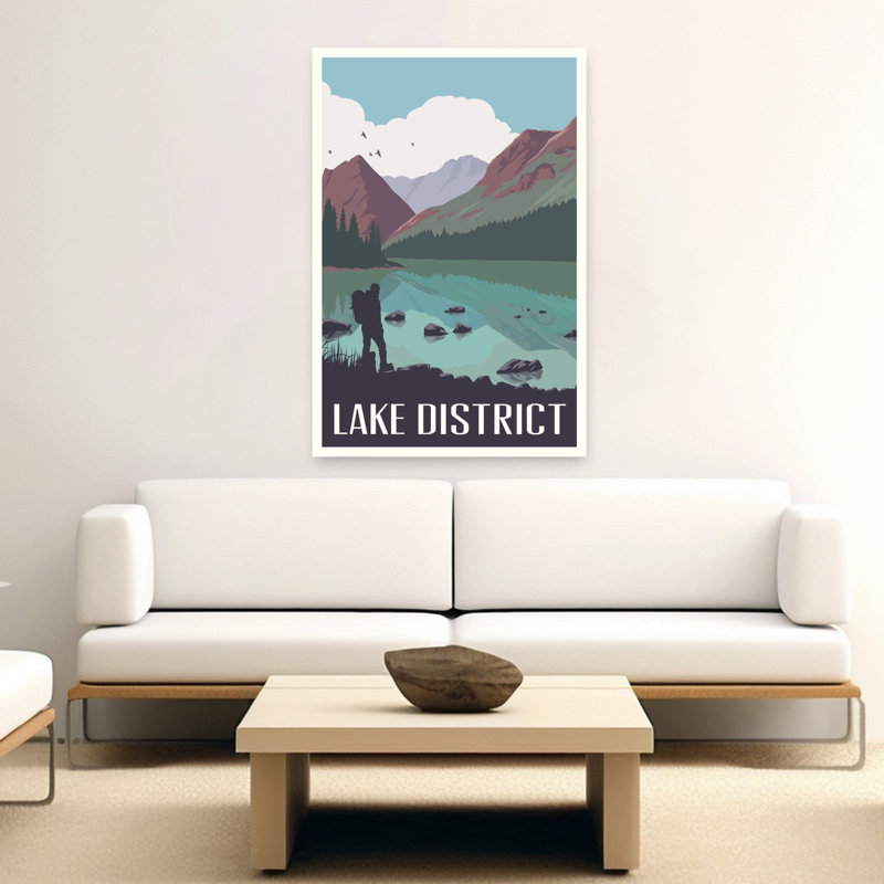 Lake District Hiker View Abstract Contemporary Landscape Mountain Wall Art Print, 152.4cm H x 101.6cm W