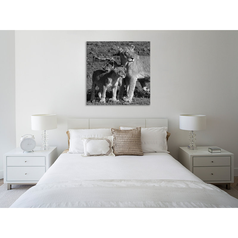 «Lioness And Cubs», toile tendue par Aledanda, H 12 po x l 12 po x P 1,5 po