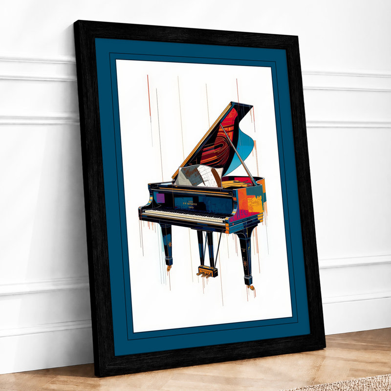 Piano in Colour Modern - Framed Print, A4 - 29.7 x 21.0 cm, Black