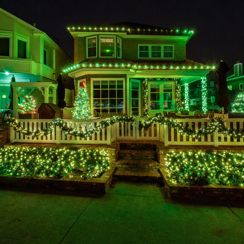 Solar Powered 100 LED String Light Holiday Decorations Outdoor Waterproof With 8 Modes(Set of 2), Green