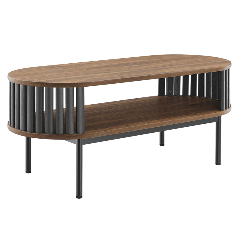 Table basse Modway Fortitude, Plateau noyer / base noire