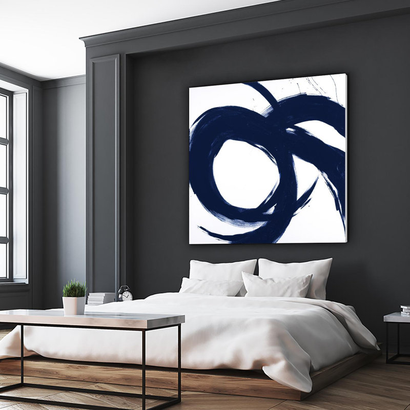 «Navy Circular Strokes Ii», reproduction d'art sur toile géante 54 po x 54 po, H 54 po x l 54 po x P 1,5 po