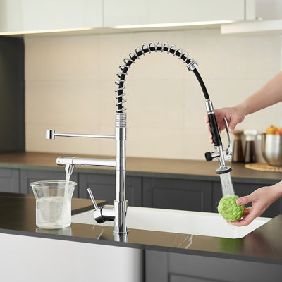 Robinet de cuisine rétractable, levier à poignée simple, rotation à 360 degrés, poignée de performance supérieure, bec arqué haut, fonction innovante