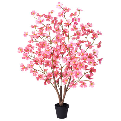 Cornouiller artificiel en pot Adcock, plante florale en soie résistante aux rayons UV avec base de sable épais pour la décoration intérieure et extérieure de plancher / de table (ensemble d'options disponibles)