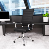 Mulkey High-Back Leather Executive Office Chair – Adjustable Swivel Desk Chair for Computer, Conference, or Home Office Use