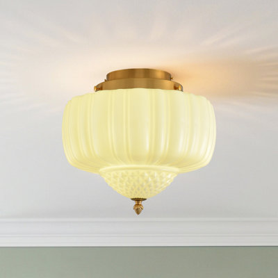 3 - Light 13.8" Vintage Schoolhouse Glass Flush Mount Ceiling Light