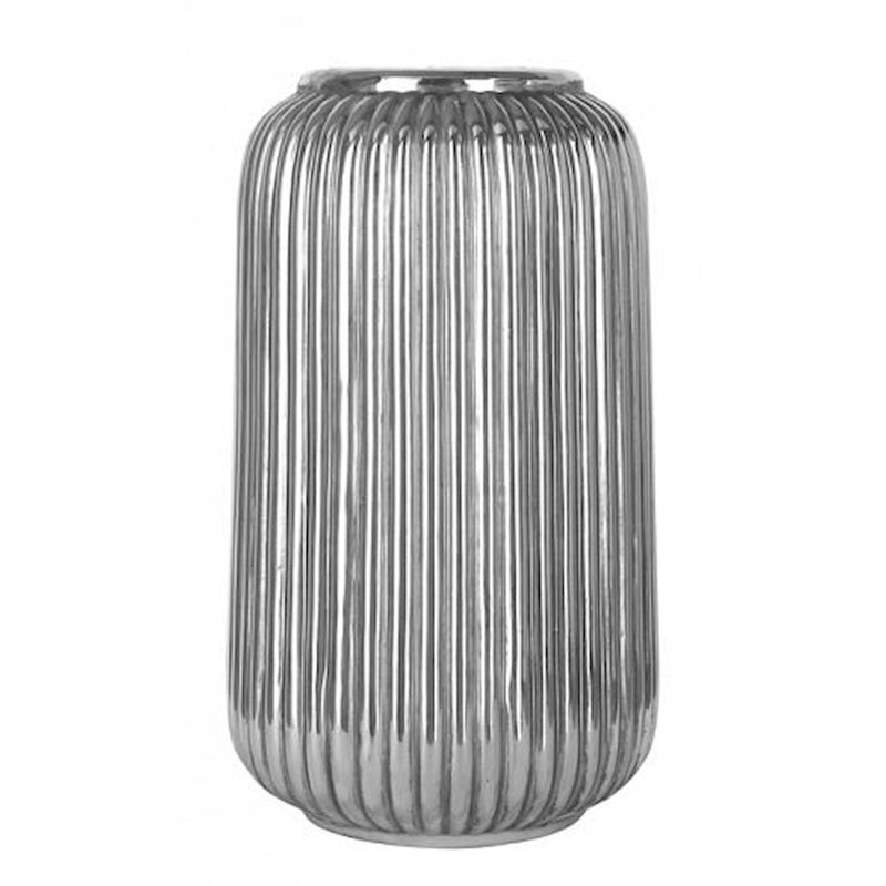 Vase à rayures argentées, H 15,7 po x l 9,2 po x P 9,2 po