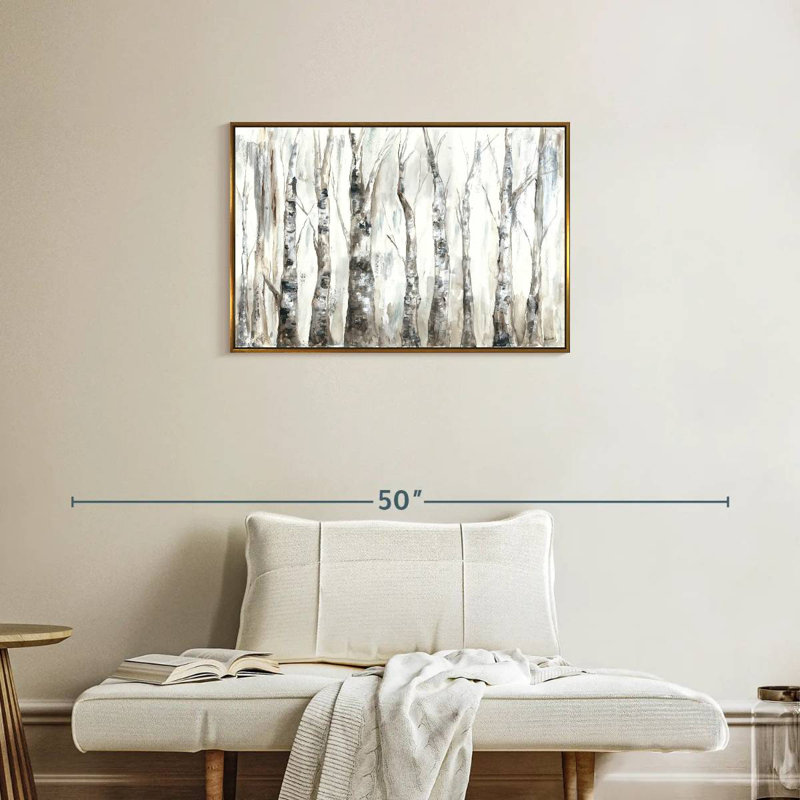 Winter Aspen Trunks Neutral, Floating Frame Gold, 31" X 21"
