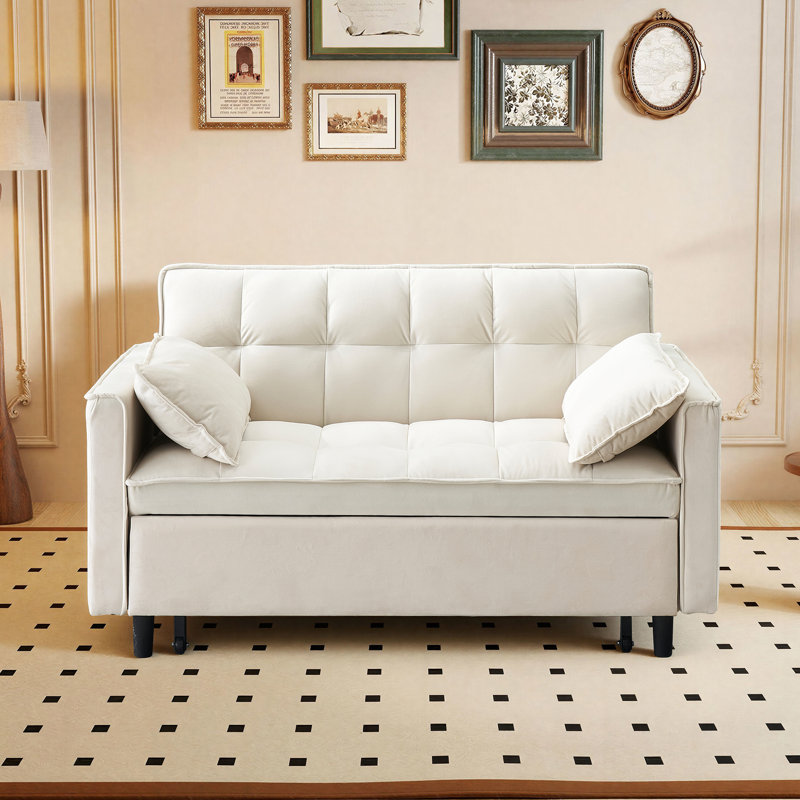 Canapé-lit inclinable en velours 55 po, Beige