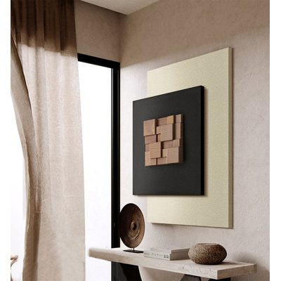 Textured Overlap Square Wood Wall Art Modern Decor for Entryway Interior