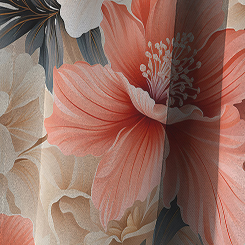 Delicate Neutrals Tropical Pattern - Floral Curtain - Blackout Floral Curtain - 1 Panels, 52" W x 108" L