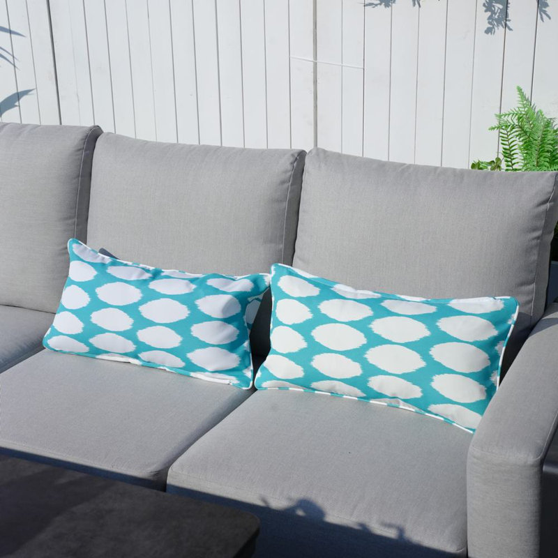 Housse et insert de coussin intérieur / extérieur en polyester , 11,81 po x 21,65 po, Coton, Pois bleus