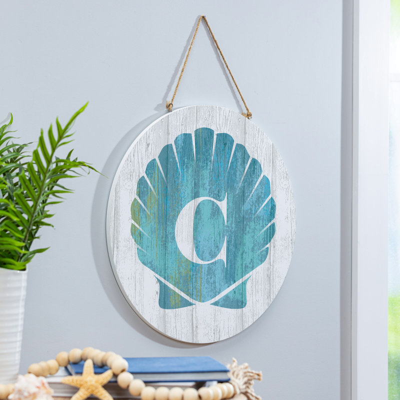 Coastal Door Decor Shell Monogram 18" C C