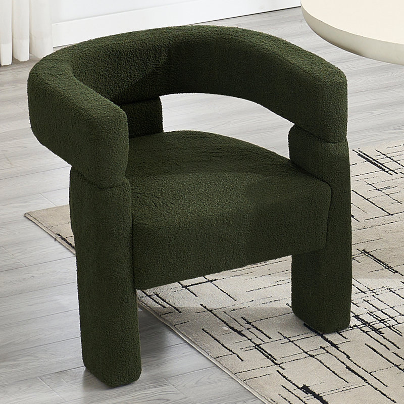 Modern Upholstered Dining Arm Chair, Green