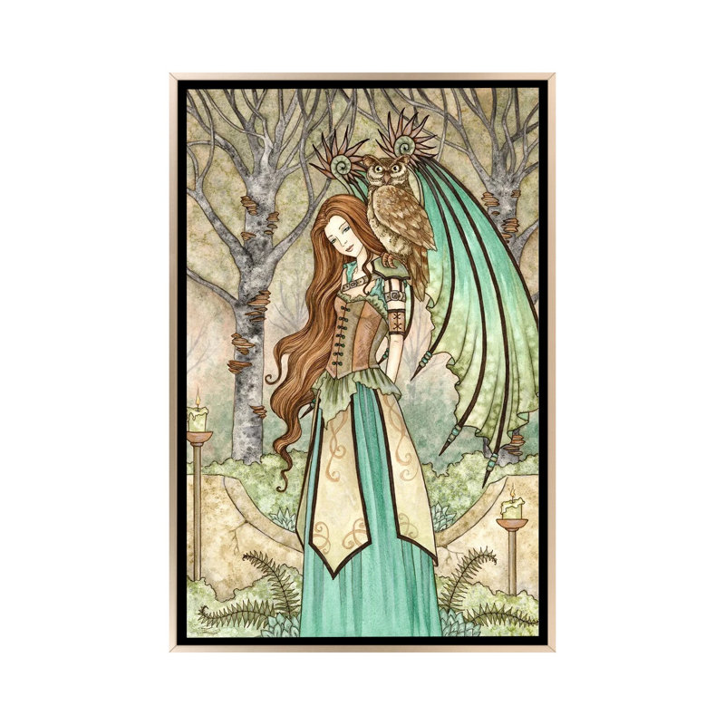 Garden Of Wisdom, 26" H x 18" W x 1.5" D, No Mat, Champagne Floater Framed Canvas
