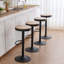 Swivel Solid Wood Bar Stools, Adjustable Height Backless Counter Stools for Kitchen Island, Industrial Rustic Stool Set with Footrest-1877717509