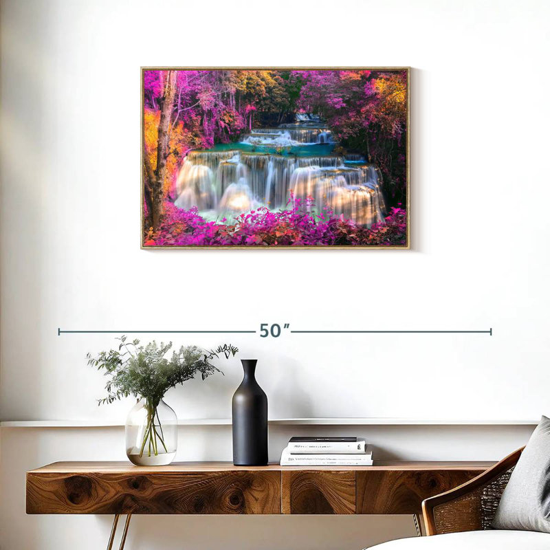 Chutes d'eau, Cadre flottant en bois naturel, 31 po x 21 po