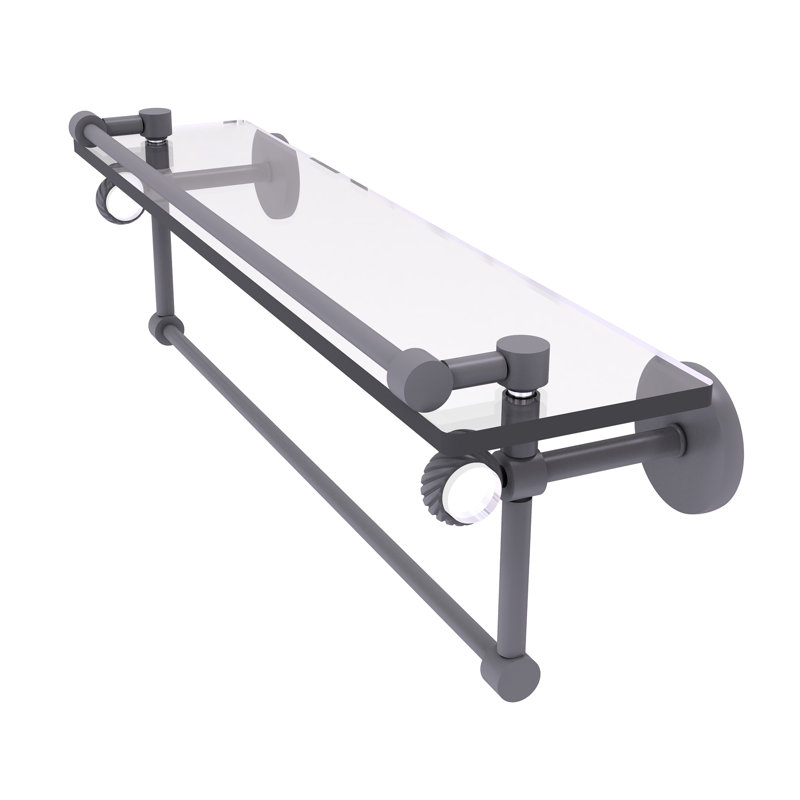 Tablette murale galerie de verre Margolis, Gris mat, H 6,7 po x l 22 po x p 5,8 po
