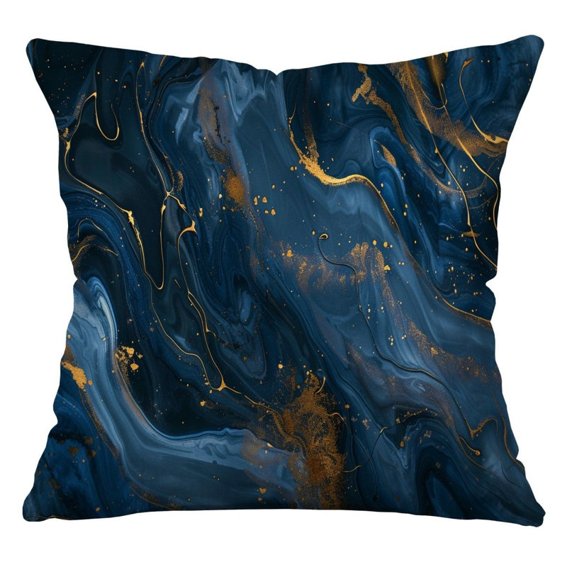 Marble Abstract   Reversible Throw Pillow, 16"H x 16"W