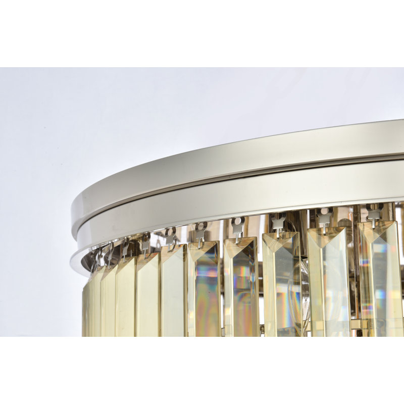 Yazmin Crystal Flush Mount, Polished Nickel, Smoky