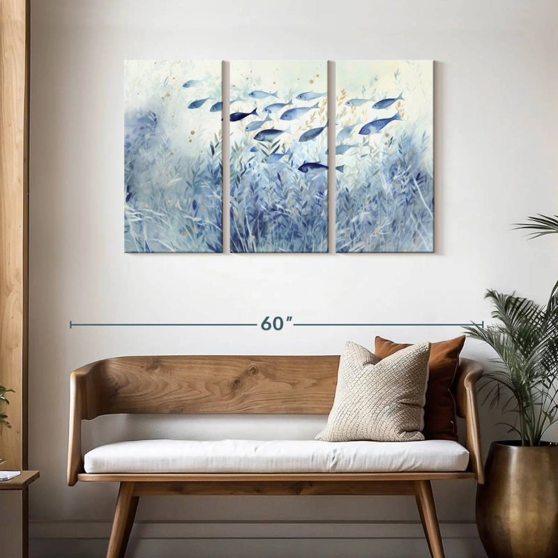 Brampt Blue School Of Fish, 28" H x 45" W