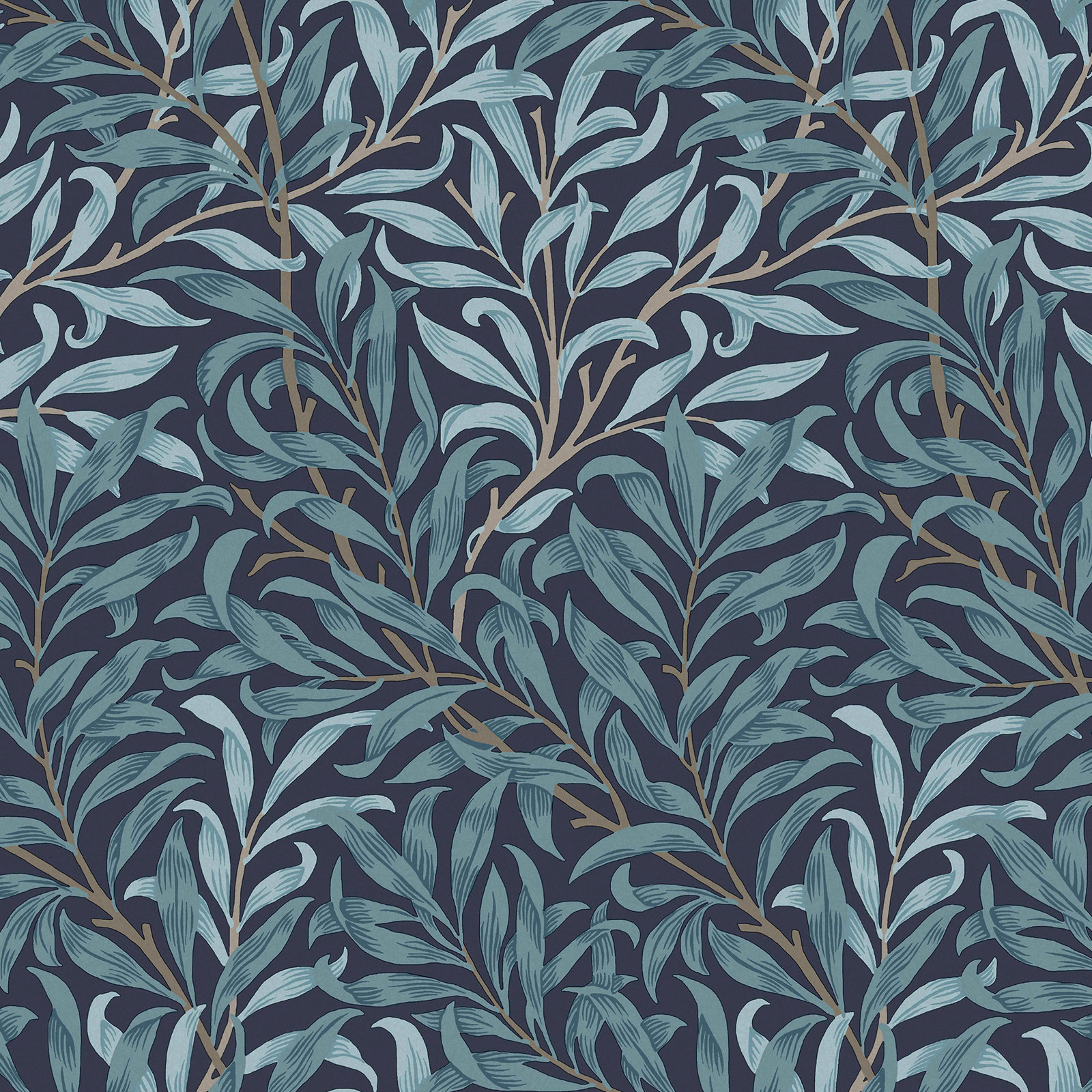 Floral Wallpaper, Deep Blue