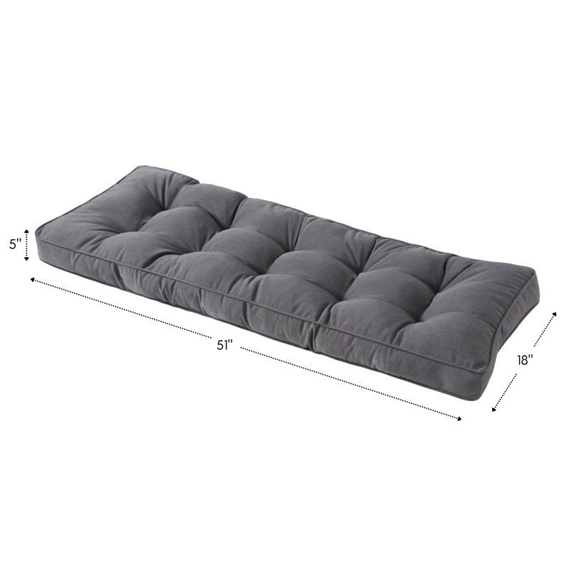 Sunbrella Outdoor Bench Seat Cushion, Canvas Coal