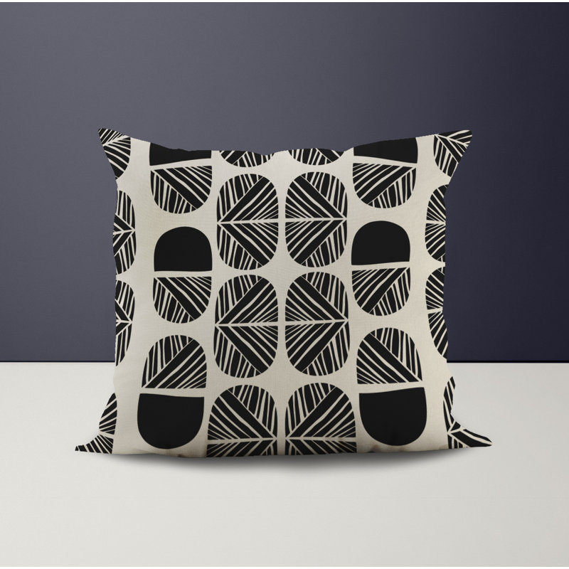 Jeté carré en polyester intérieur / extérieur, L 19 po x H 19 po, Noir