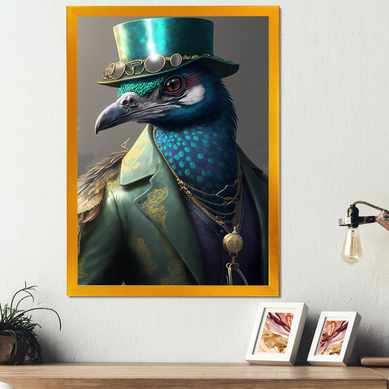 «Peacock Gangster in NYC II», impression sur toile, H 40 po x l 30 po x P 1,5 po, Impression dorée sur toile encadrée